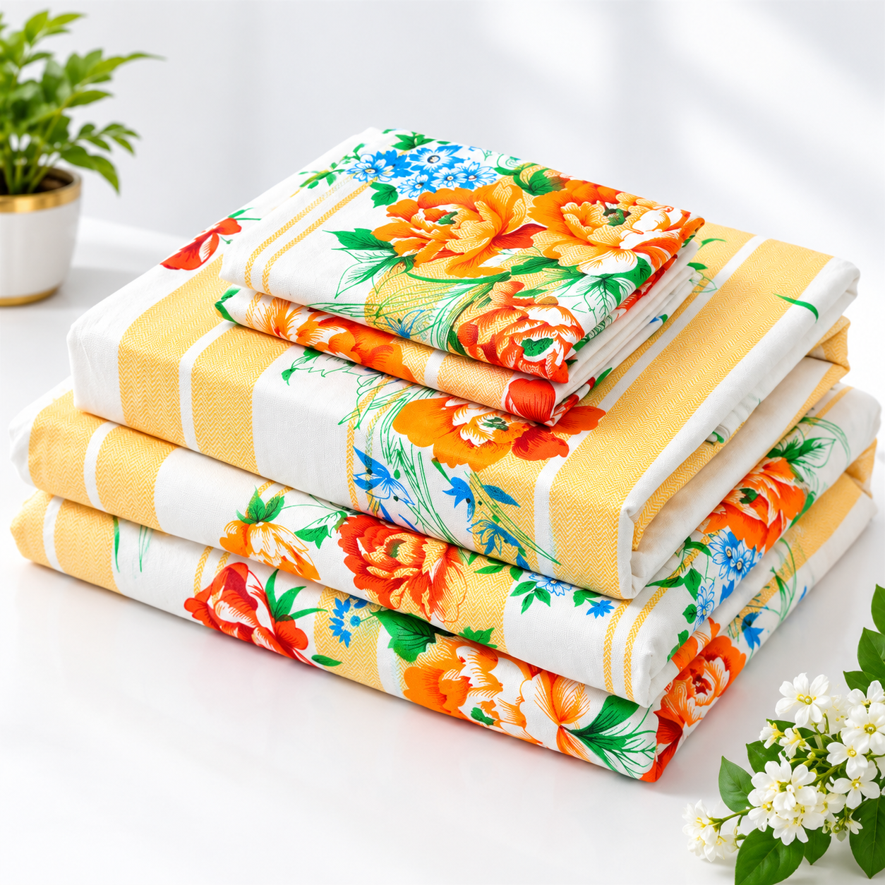 Floral Printed Blanket Set – 3 Pieces